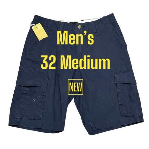 Men’s Haggar 32 Medium Shorts Cargo Navy Durable Workwear 7 Pockets Cotton NWT - Picture 2 of 11